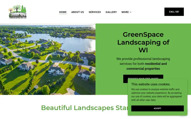 Screenshot of the GreenSpace Landscaping of Wi homepage as it appeared on 2026-09-08, captured at desktop width.
