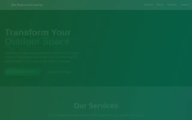 Screenshot of the Big Dog Landscaping homepage as it appeared on 2026-09-08, captured at desktop width.