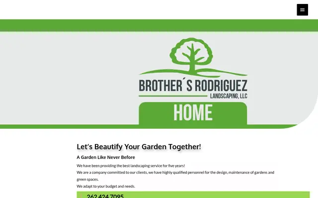 Screenshot of the Brothers Rodriguez Landscaping Llc. homepage as it appeared on 2026-09-08, captured at desktop width.
